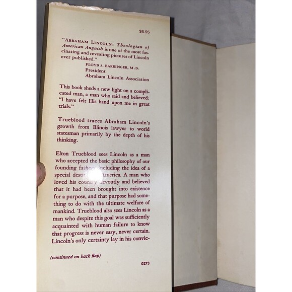 1973 Edition ABRAHAM LINCOLN THEOLOGIAN OF AMERICAN ANGUISH Used Hardcover - Picture 3 of 8